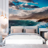 Tapeta z horyzontem gór i morza