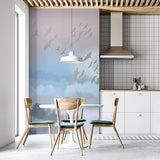 Spokojne księżycowe niebo z ptakami Tapeta ścienna