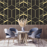 Tapeta w stylu Art Deco w kolorze czarno-złotym i geometrycznym