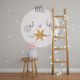 Kids Wall Murals Space Stars Moon Simple Design Wallpaper for Kids