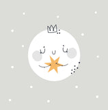 Kids Wall Murals Space Stars Moon Simple Design Wallpaper for Kids