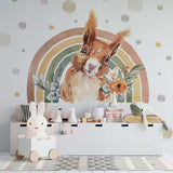 Rainbow Squirrel Wallpaper for Kids Room Decor Woodland Theme Wall Mural