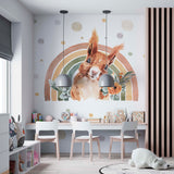 Rainbow Squirrel Wallpaper for Kids Room Decor Woodland Theme Wall Mural