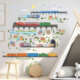Naklejki ścienne z żywymi pociągami do pokoi dziecięcych - naklejki z transportem dla dzieci