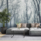 Tapeta z sylwetką nagiego drzewa Tapeta Zimowy Las