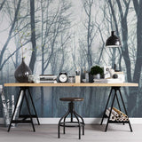 Tapeta z sylwetką nagiego drzewa Tapeta Zimowy Las