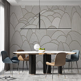 Modern Geometric Art Deco Wallpaper - Golden Lines on Emerald Green Background