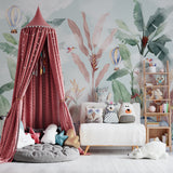 Naklejka dla dzieci Jungle Dream Tropical Palm Safari Zwierzęta Tapeta do pokoju dziecięcego