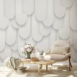 Nowoczesna tapeta w białe skale 3D