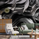 Abstract Wall Mural Metallic Abstract Wavy Liquid Background Wallpaper