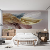 Elegancka tapeta z metalicznym piórkiem