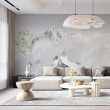 Majestic Mountain Peaks Wallpaper Black White Wall Mural Nature Wall Decor