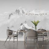 Majestic Mountain Peaks Wallpaper Black White Wall Mural Nature Wall Decor