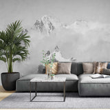 Majestic Mountain Peaks Wallpaper Black White Wall Mural Nature Wall Decor