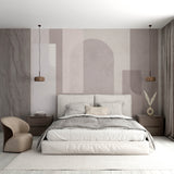 Tapeta ścienna w miękkie pastelowe geometryczne kształty - minimalistyczny abstrakcyjny wzór w neutralnych odcieniach