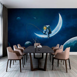 Tapeta marzycielski astronauta - badacz kosmosu łowiący ryby na Księżycu