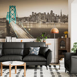 Most Golden Gate nocą Naklejka Tapeta z filtrem sepii