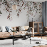 Ciepły kwiatowy i liściasty mural