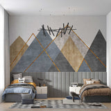Geometric Mountain Wallpaper Modern Abstract Art Wall Mural Nature Inspired