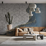 Abstract Geometric Wallpaper Modern Art Decor Blue Gold Wall Mural Design