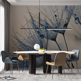 Close-Up Dandelion with Water Droplets Wall Mural Blue Floral Wallpaper