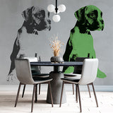 Naklejka ścienna ze szczeniakiem w stylu pop-art - żywy czarno-zielony wzór psa