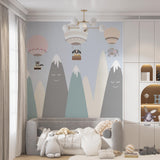 Kids Wall Murals Scandinavian Mountains Adventure Balloon Wallpaper for Kids