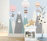 Kids Wall Murals Scandinavian Mountains Adventure Balloon Wallpaper for Kids