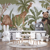 Kids Wall Mural Tropical Design Safari Animals Wallpaper for Kids Room