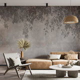 Vintage cieniowane liście na rustykalnej tapecie ściennej