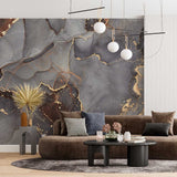 Szara marmurowa fototapeta Kamienna płynna abstrakcyjna tapeta