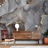 Szara marmurowa fototapeta Kamienna płynna abstrakcyjna tapeta