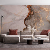 Marmurowa fototapeta Brązowa złota płynna tapeta artystyczna