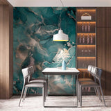 Szmaragdowo-zielony marmurowy fototapeta Abstrakcyjna tapeta z płynnym atramentem alkoholowym