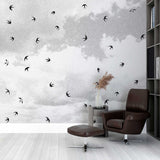 Jaskółki Lot Czarno-białe Ptaki Tapety Zwierzęta Fototapeta