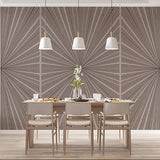 Tapeta ścienna z dynamicznymi liniami promieniującymi - monochromatyczny brązowy wzór geometryczny