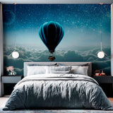 Dreamy Hot Air Balloon Wall Mural Wallpaper - Floating Above the Clouds with Starry Sky