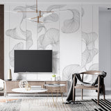 Elegancka monochromatyczna tapeta ścienna z motywem kwiatowym - biała na białym tle z teksturą