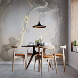Luxurious gray marble-effect wallpaper with intricate gold veining, creating a sophisticated and modern abstract design for elegant interior decor.