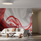 Abstrakcyjna fototapeta Białe czerwone fale Tapeta