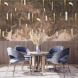 Tapeta ścienna w stylu Art Deco w kolorze ciemnoszarym i złotym - pionowe linie i łukowaty wzór