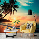 Tropikalny Zachód Słońca Spokój Tapeta