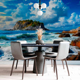 Tapeta Fale na Skalistej Plaży