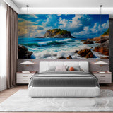 Tapeta Fale na Skalistej Plaży