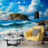 Tapeta Fale na Skalistej Plaży