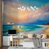 Świecąca spokojna linia brzegowa tapeta