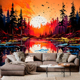 Dynamiczna tapeta z widokiem na jezioro o zachodzie słońca