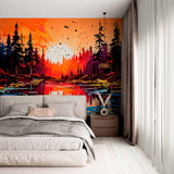 Dynamiczna tapeta z widokiem na jezioro o zachodzie słońca