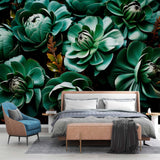 Zielona Sukulentowa Tapeta Kwiatowa