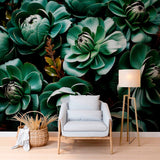 Zielona Sukulentowa Tapeta Kwiatowa